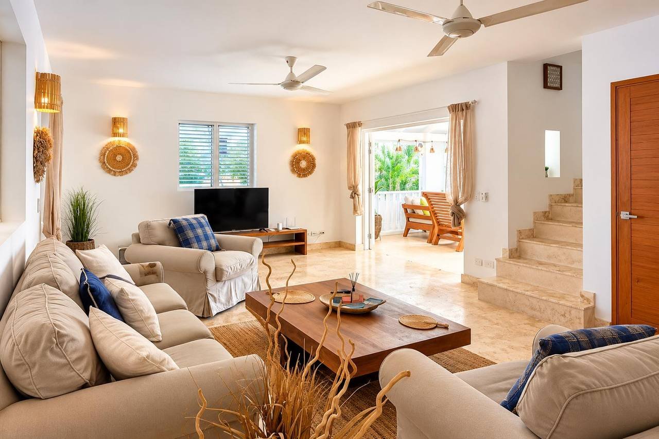 3451-LivingRoom1 Charming 4 Bedroom Colonial Villa with Private pool near Playa Las Ballenas